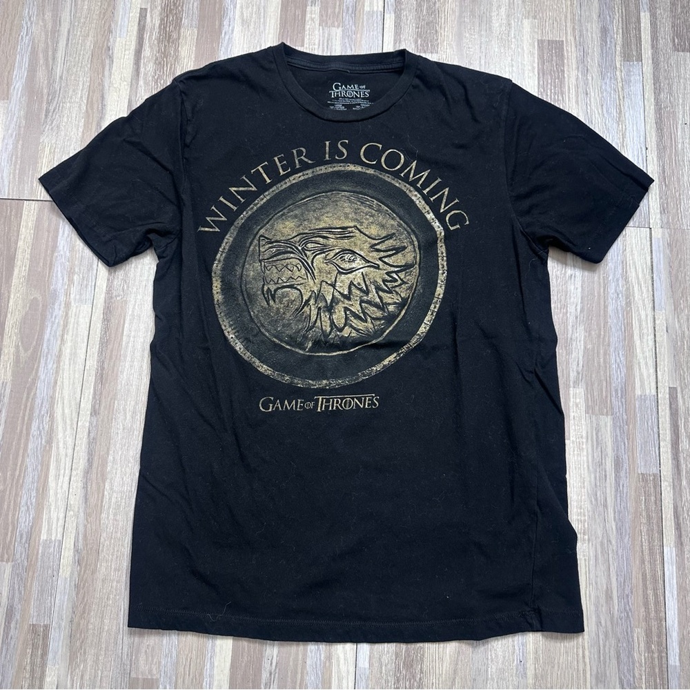 Game of Thrones “Winter is Coming” Black Tee, Women’s Large